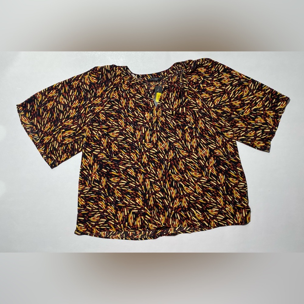 NEW Womens Size PXL Investments Short  WideSleeve Blouse Top Polyester Black $59